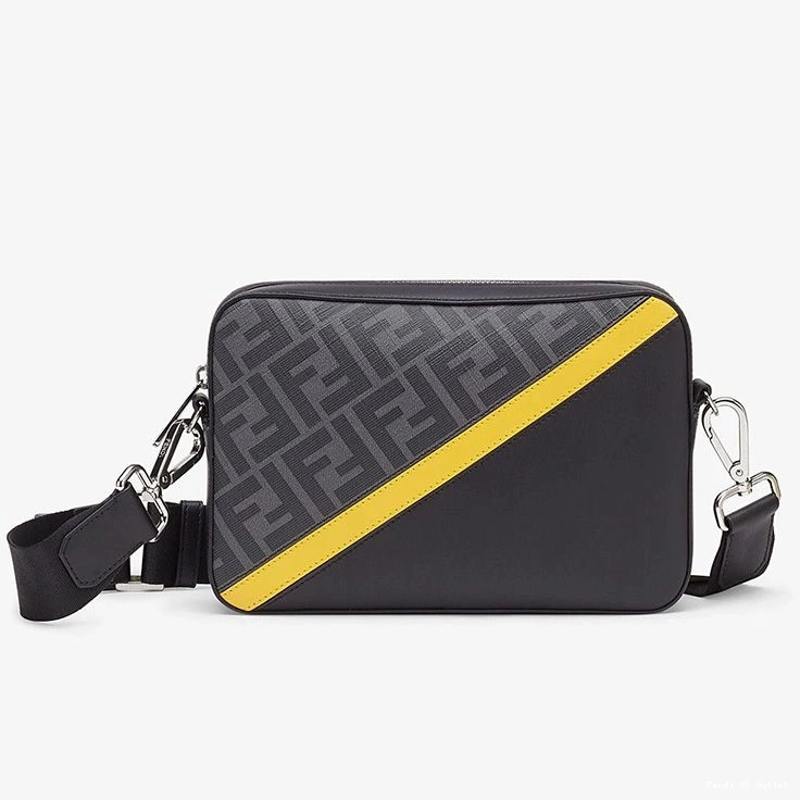 HOT Camera FF Yellow Black Fabric In Fendi Motif Case Compact 0721